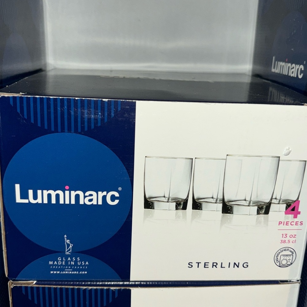NWT! Luminarc Sterling Glasses (4) NEW